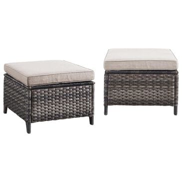 Sunwell Garden Outdoor Ottoman with Gray Rattan in Beige (Set of 2), , large
