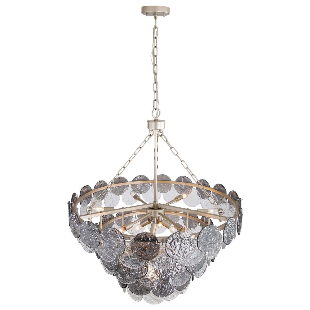 Golden Lighting Cascada 3-Tier 13-Light Pendant with Smoke Plated Glass Shade in Aegean Silver, , large