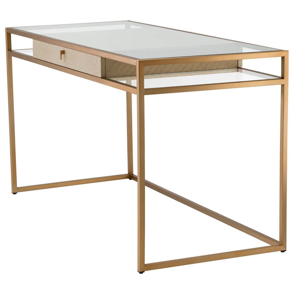 EICHHOLTZ Napa Valley Writing Desk in Brushed Brass and Clear, , large