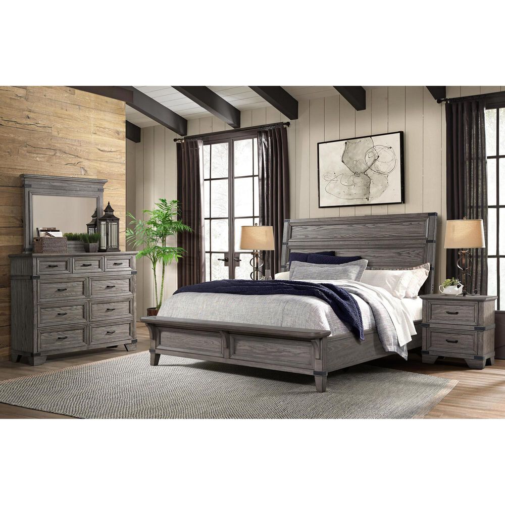 Hawthorne Furniture Forge 9-Drawer Dresser and Mirror in Wire Brushed Steel Gray, , large