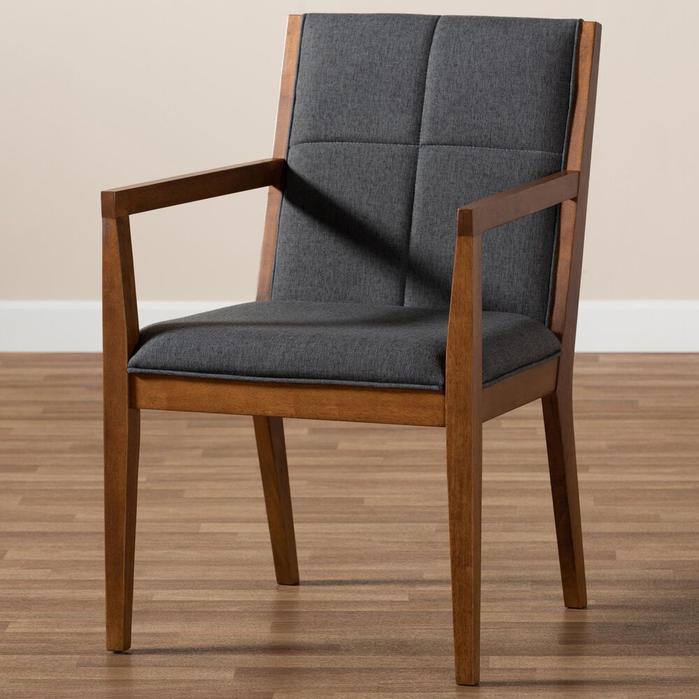 Baxton Studio Theresa Accent Chair in Dark Grey/Walnut Brown, , large