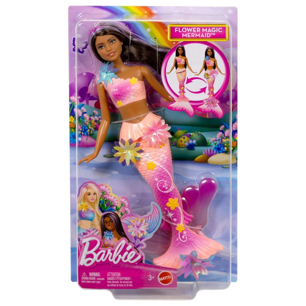 Barbie Flower Magic Mermaid Doll with Long Brown Hair in Multicolor, , large
