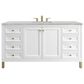 James Martin Vanities Chicago 60" Single Bathroom Vanity in Glossy White with 3 cm Victorian Silver Quartz Top and Rectangular Sink, , large
