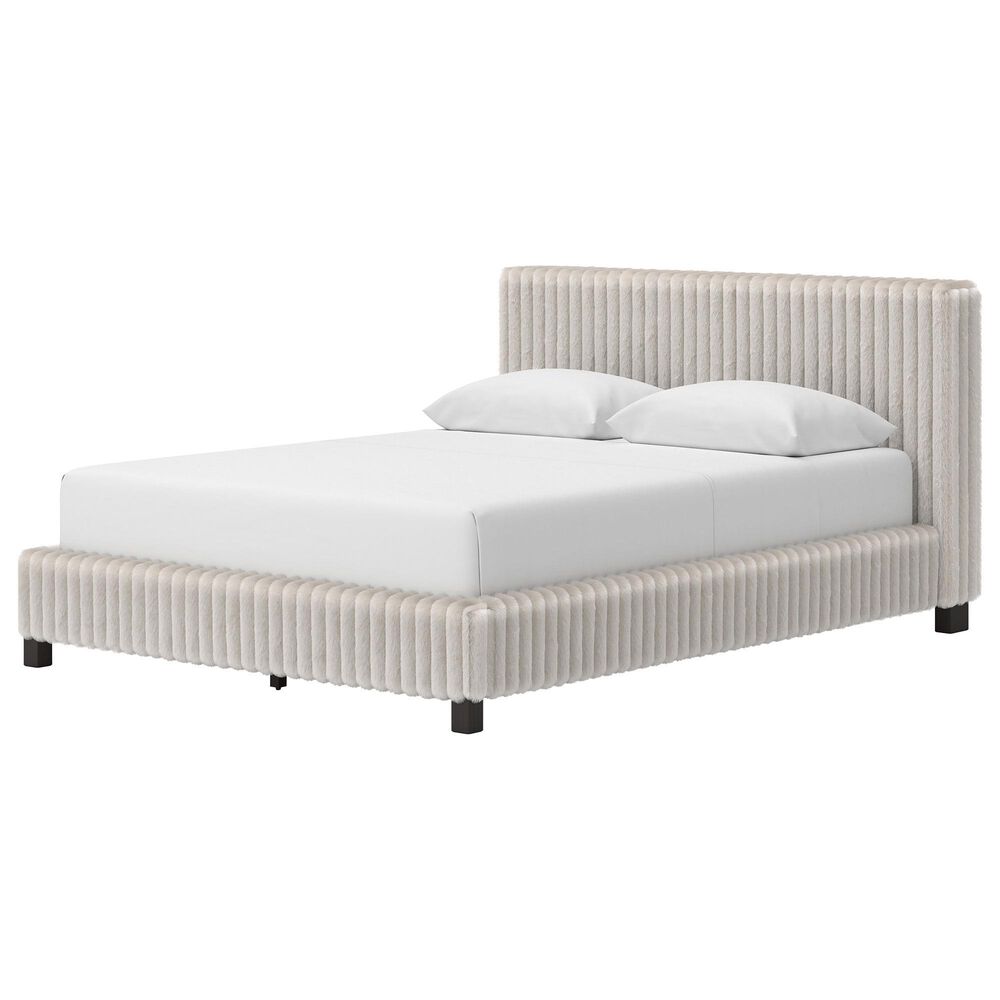 Ashley Zuraleus Queen Upholstered Platform Bed with Two Nightstands in Matte White, , large