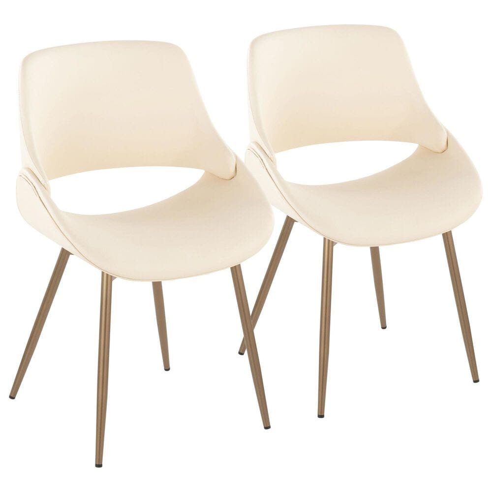 LumiSource Fabrico Side Chair with Cream Faux Leather Cushion in Antique Copper (Set of 2), , large