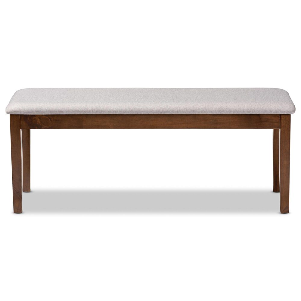 Baxton Studio Teresa Dining Bench with Grey Cushion in Walnut Brown, , large