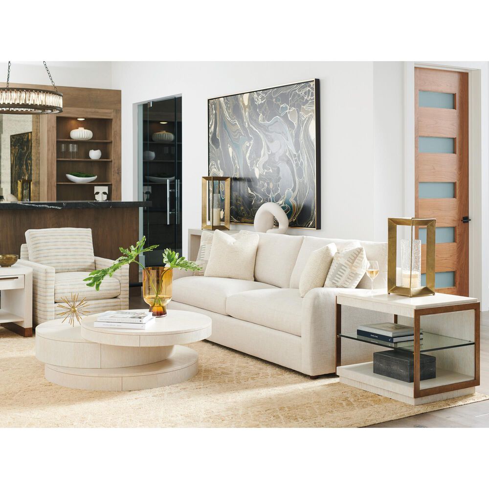 Lexington Furniture Carmel Point Lobos Rectangular End Table in White and Brass, , large