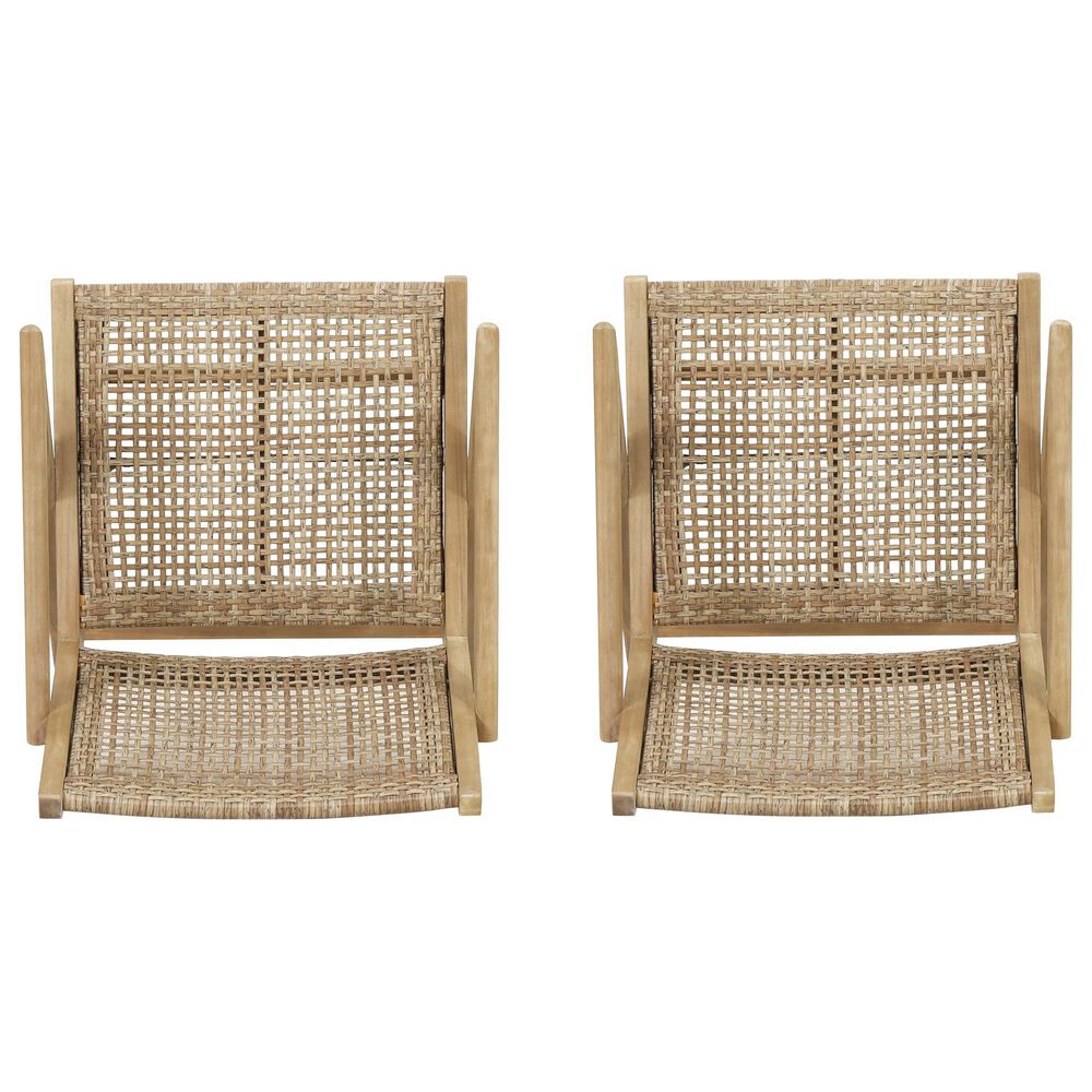 Hearth and Haven Braxton Outdoor Wicker Club Chair with Angular Arms in Light Brown (Set of 2), , large