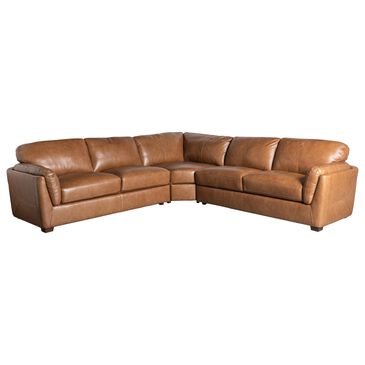 Simon Li 3-Piece Symmetrical Leather Sectional in New Berlin Honey, , large