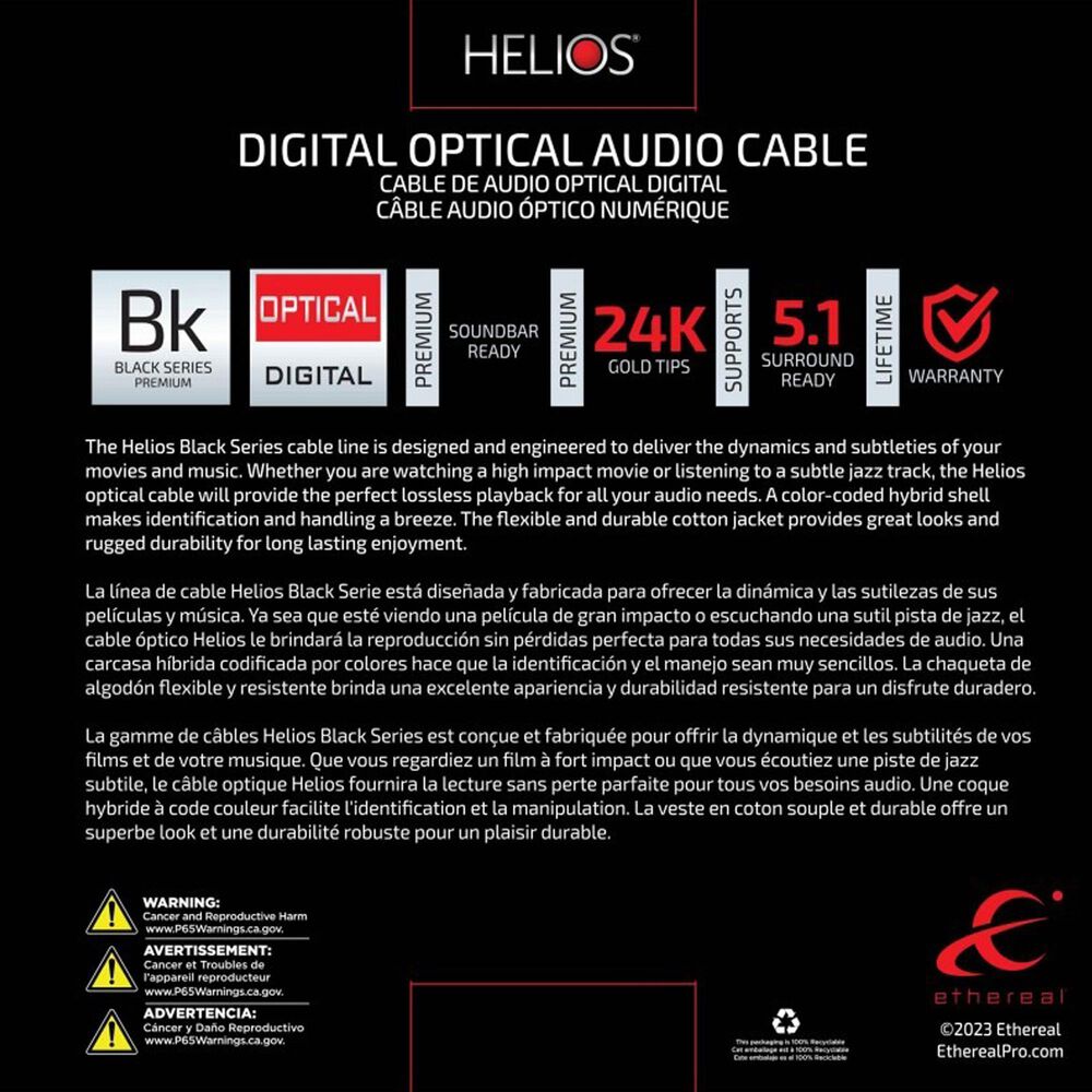 Helios 6 Ft Optical Cable in Black, , large