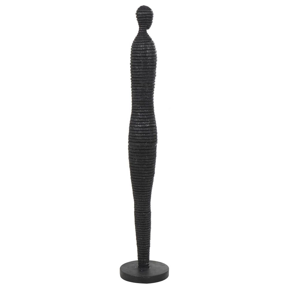 Maple and Jade 43&quot; Tall Slim Figure People Decorative Sculpture in Textured Black, , large