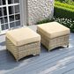 HOMLUX 2-Piece Outdoor Wicker Ottoman Set with Cushion in Beige, , large