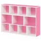 HOMLUX 11-Cube Reversible Open Shelf Bookshelf in White and Pink, , large