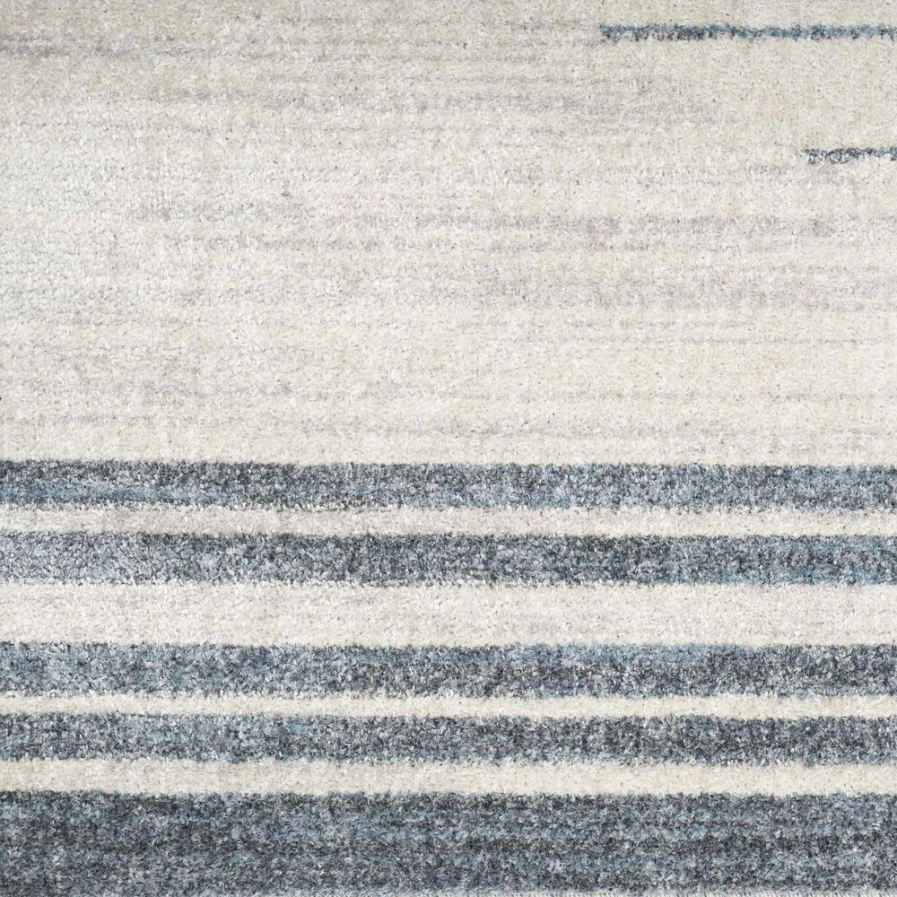 Nourison Astra Machine Washable ASW04 2&#39;2&quot; x 10&#39; Ivory and Blue Runner, , large