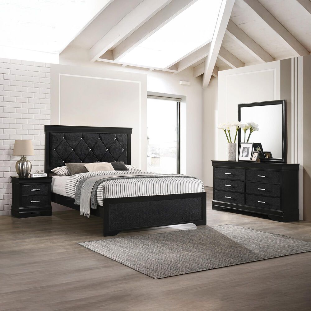 Crown Mark Amalia 2-Drawer Nightstand in Black, , large