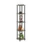 HOMLUX Turn-N-Tube 5-Tier Corner Square Display Bookshelf in French Oak and Black, , large