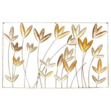Maple and Jade 22" x 36" Floral Wall Decor in Brown, Orange, White and Silver, , large