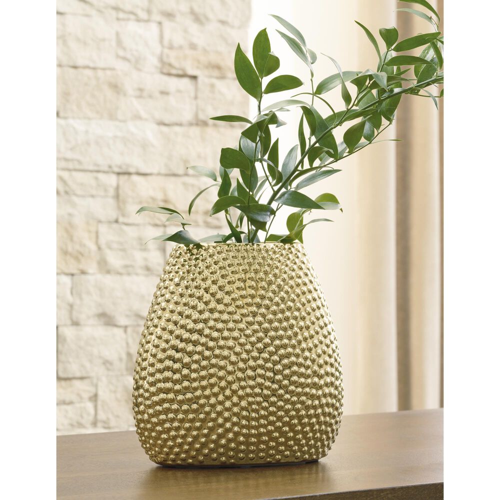 Ashley Efim 8&quot; Vase in Gold, , large