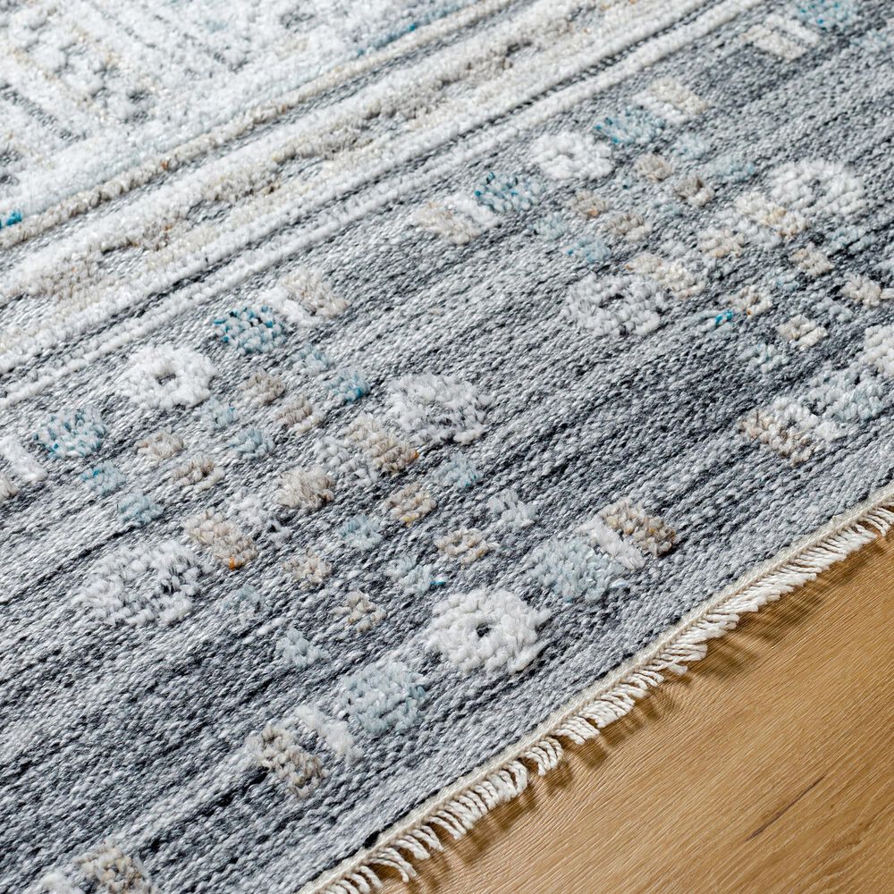 Surya Pompei White, Black, Metallic Silver, Medium Gray, Light Gray, Brown and Sky Blue 10&#39; x 14&#39; Area Rug, , large