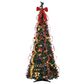 The Gerson Company 6" Pop-Up Decorated Pine Tree with 150 UL Warm White LED Lights in Green, Red and Gold, , large