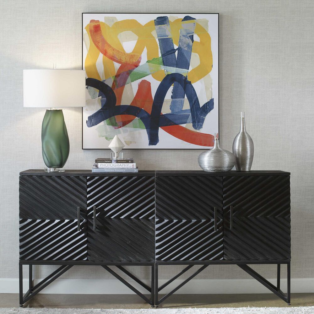 Uttermost Midtown 39&quot; x 39&quot; Framed Print in Mustard, Lime, Navy and Denim, , large