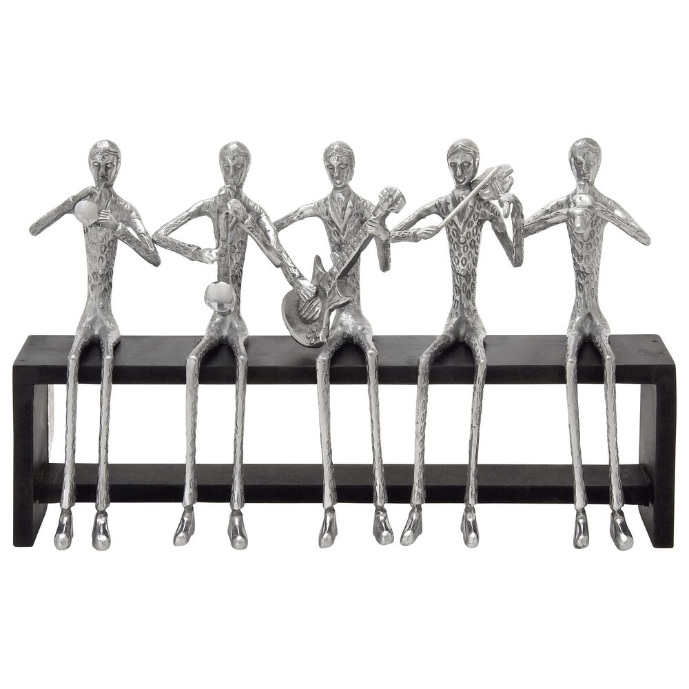 Maple and Jade 13" Musician Sculpture in Silver, , large