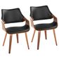LumiSource Curvo Highback Contemporary Chair with Black Faux Leather Cushion in Walnut Wood (Set of 2), , large