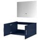 Lexora Home Geneva 36" Single Bathroom Vanity Cabinet Only in Navy Blue and 36" LED Mirror, , large