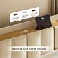 HOMLUX Full Upholstered Platform Storage Bed Frame with Storage Headboard in Beige, , large