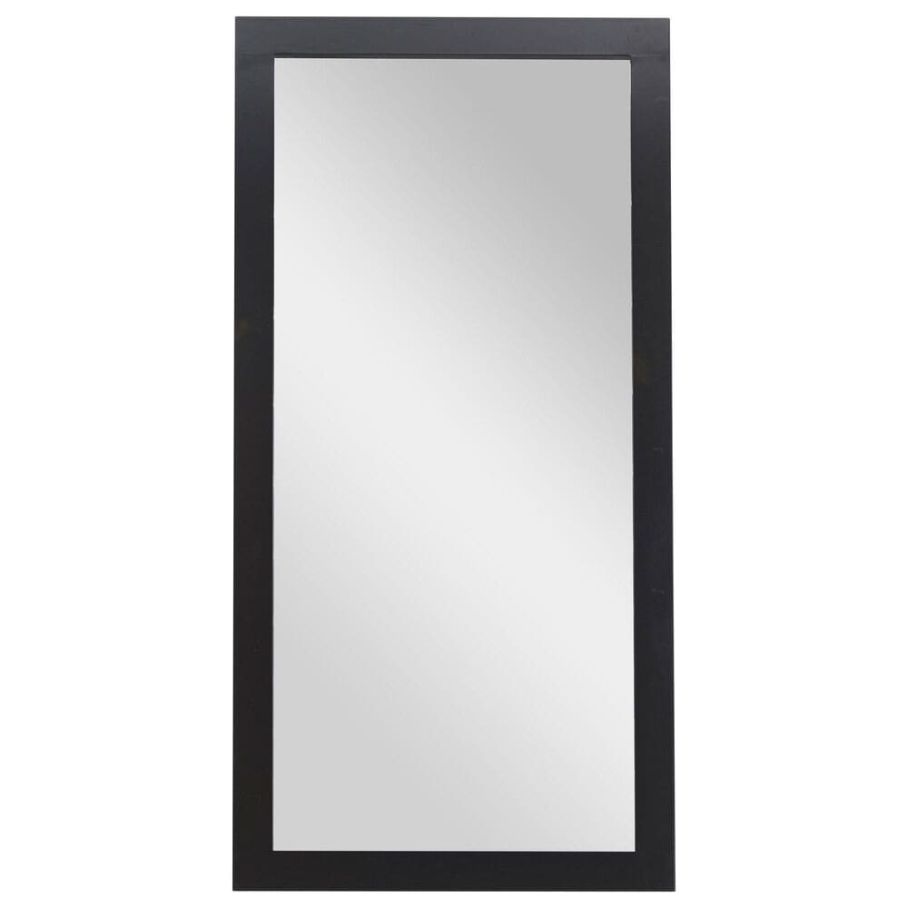 Maple and Jade 65" Wood Rectangular Minimalistic Wall Mirror in Matte Black, , large