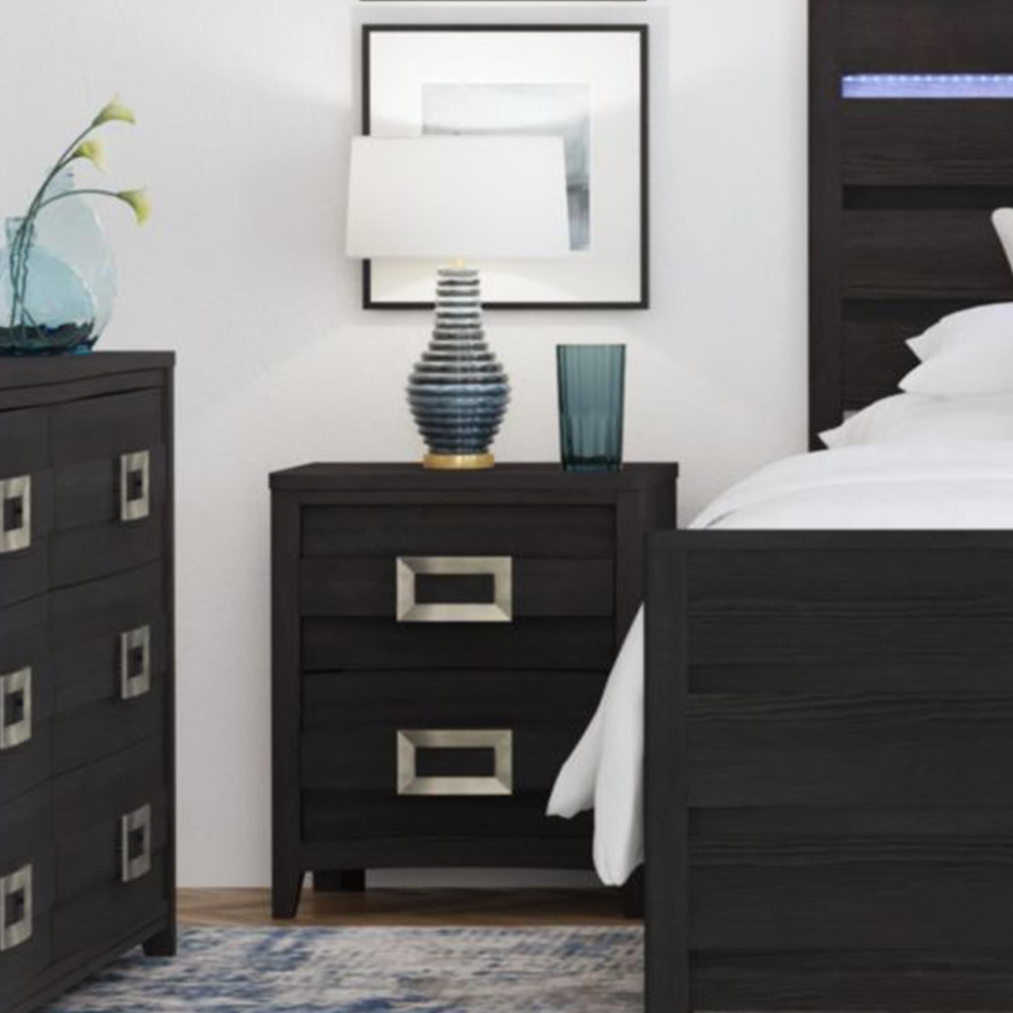Mayberry Hill Tobias 2-Drawer Nightstand in Black