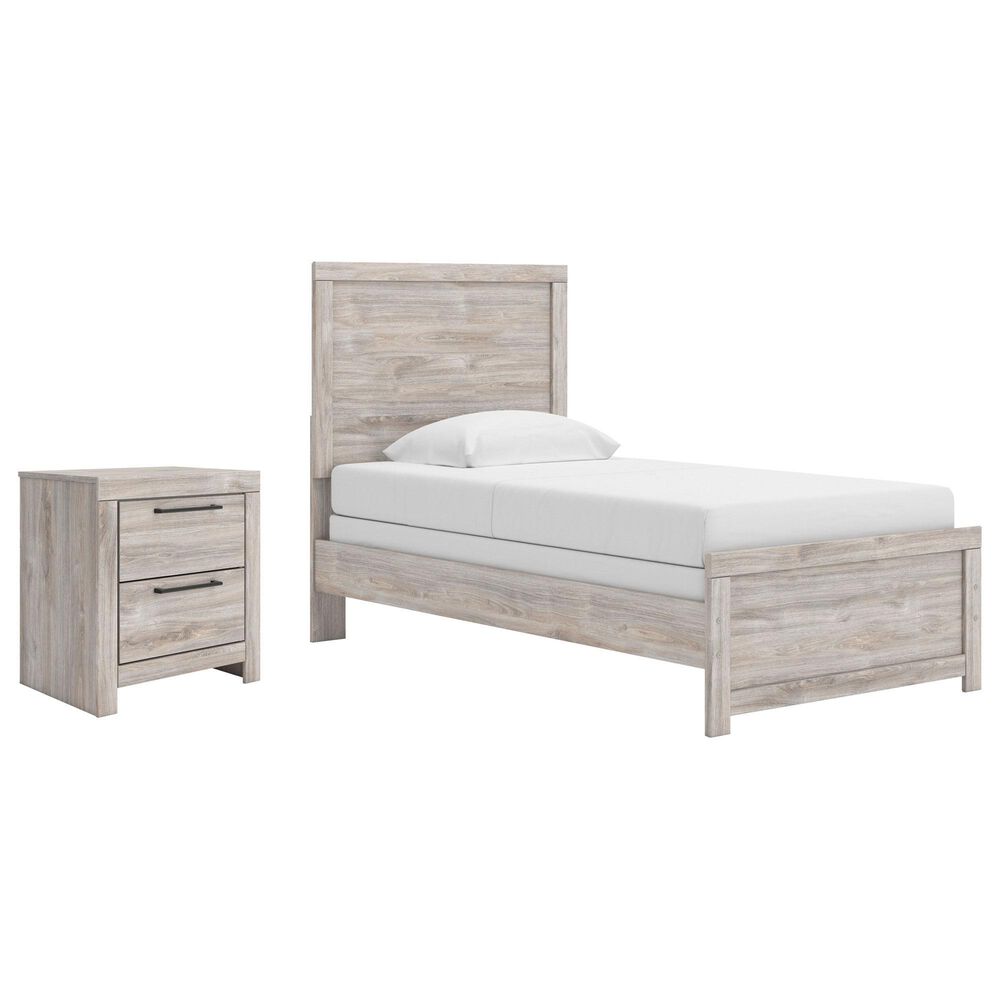 Ashley Broachmyn Twin Bed with Nightstand in Light Gray, , large