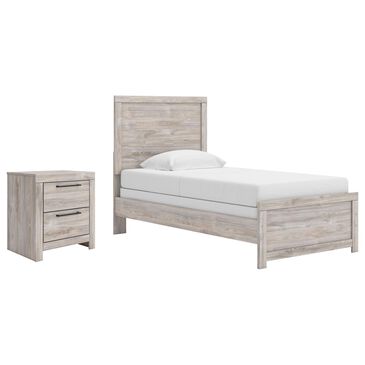 Ashley Broachmyn Twin Bed with Nightstand in Light Gray, , large
