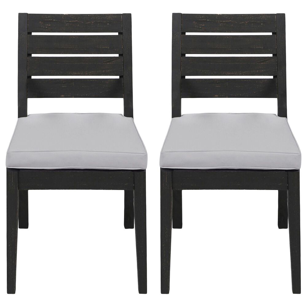 Hearth and Haven Outdoor Armless Dining Chair with Dark Gray Frame in Light Gray (Set of 2), , large