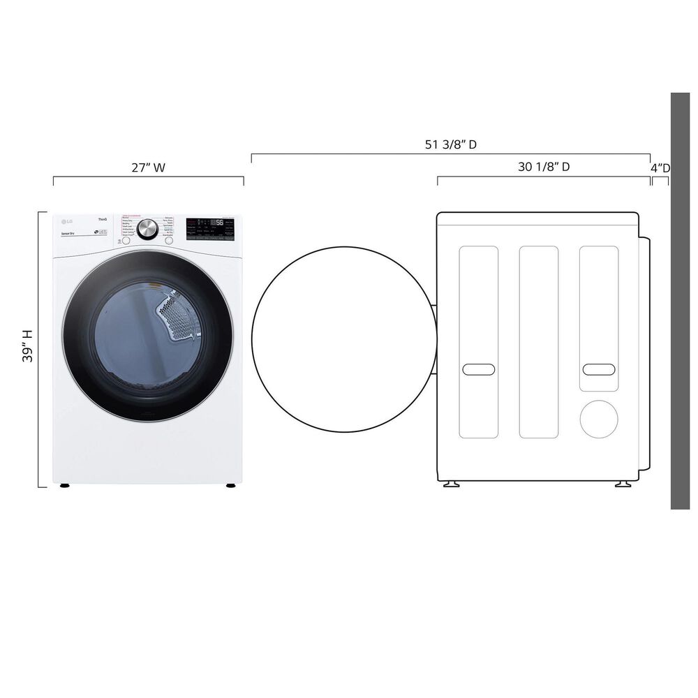 LG 7.4 Cu. Ft. Smart Front Load Gas Dryer with TurboSteam in White, , large