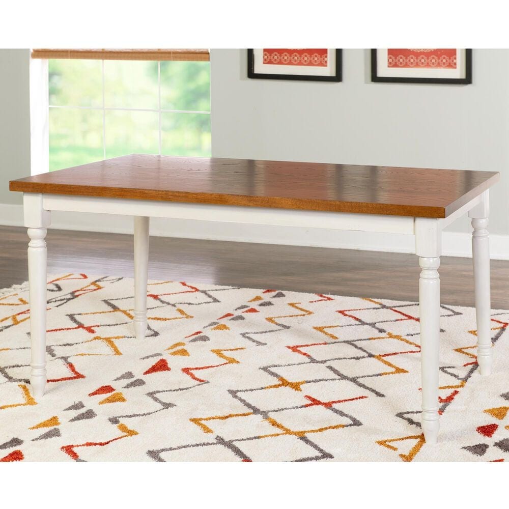 Linon Home Decor Willow Dining Table in Honey Brown and Vanilla White - Table Only, , large