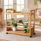 Baxton Studio Genet 2-Tier Kitchen Cart in Natural Brown, , large