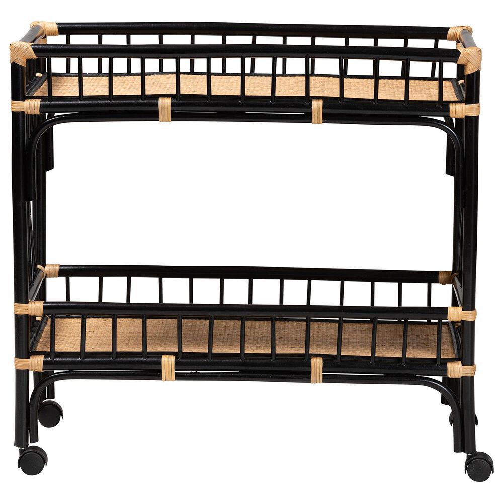 Baxton Studio Dalinda 2-Tier Kitchen Cart in Black and Natural Brown, , large