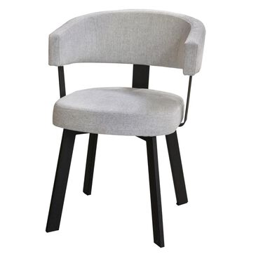 Amisco Grissom XL Barrel Back Dining Chair with Grey Cushion in Black, , large