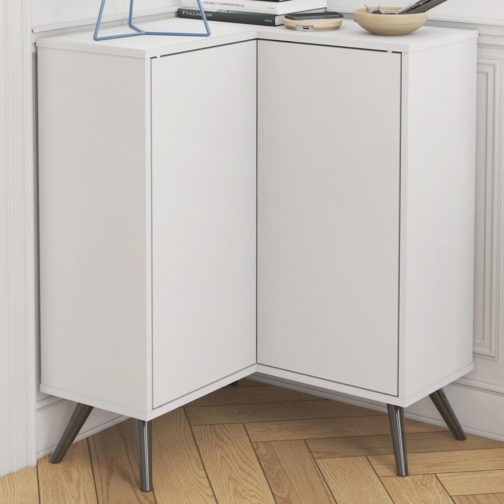Bestar Small Space Krom Corner Storage Unit in White, , large