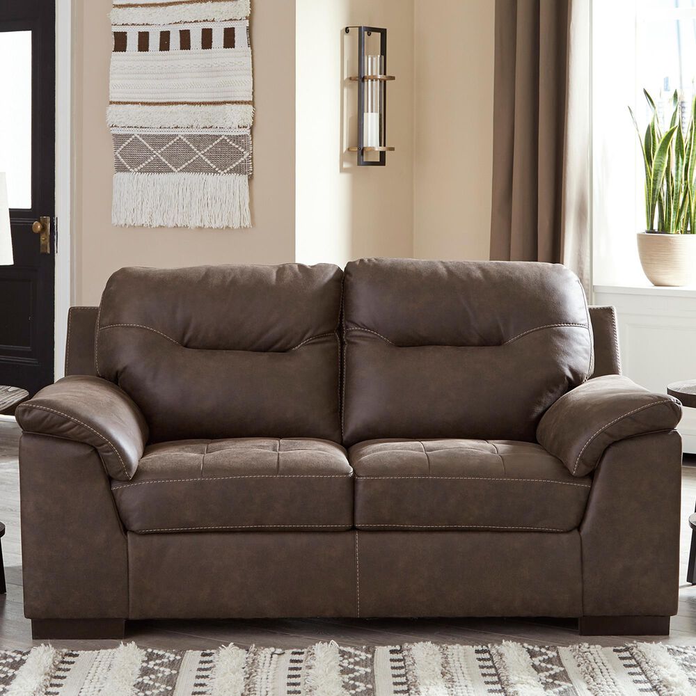 Ashley Maderla Loveseat in Walnut Brown, , large