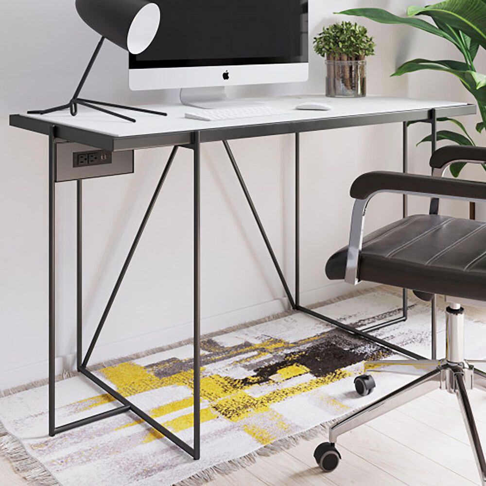 Zuo Modern Winslett Desk Clear White and Matte Black, , large