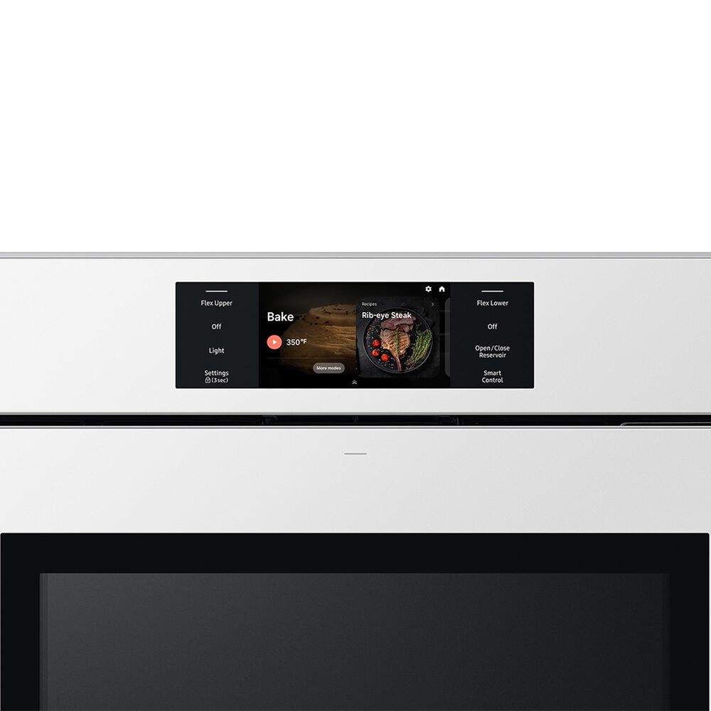 Samsung Bespoke 2-Piece Kitchen Package with White Bespoke 30" Single Wall Oven and Black 30" Induction Cooktop, , large