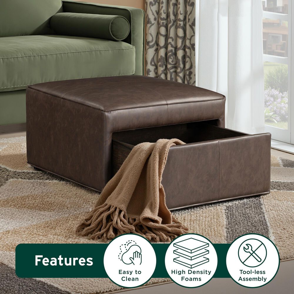 Lifestyle Solutions Hailey Storage Ottoman in Brown, , large