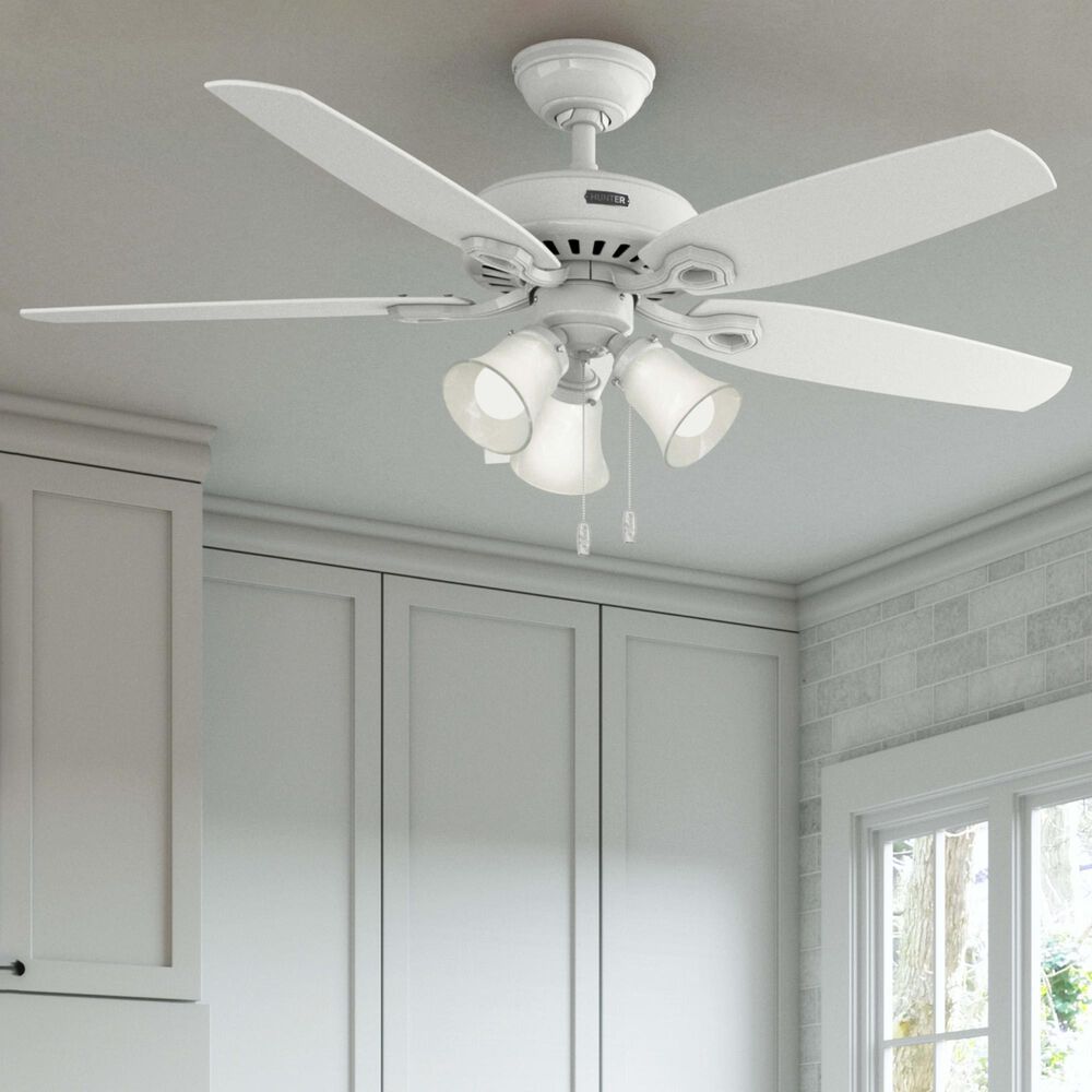 Hunter Builder Plus 52&quot; Ceiling Fan with Lights in Snow White, , large