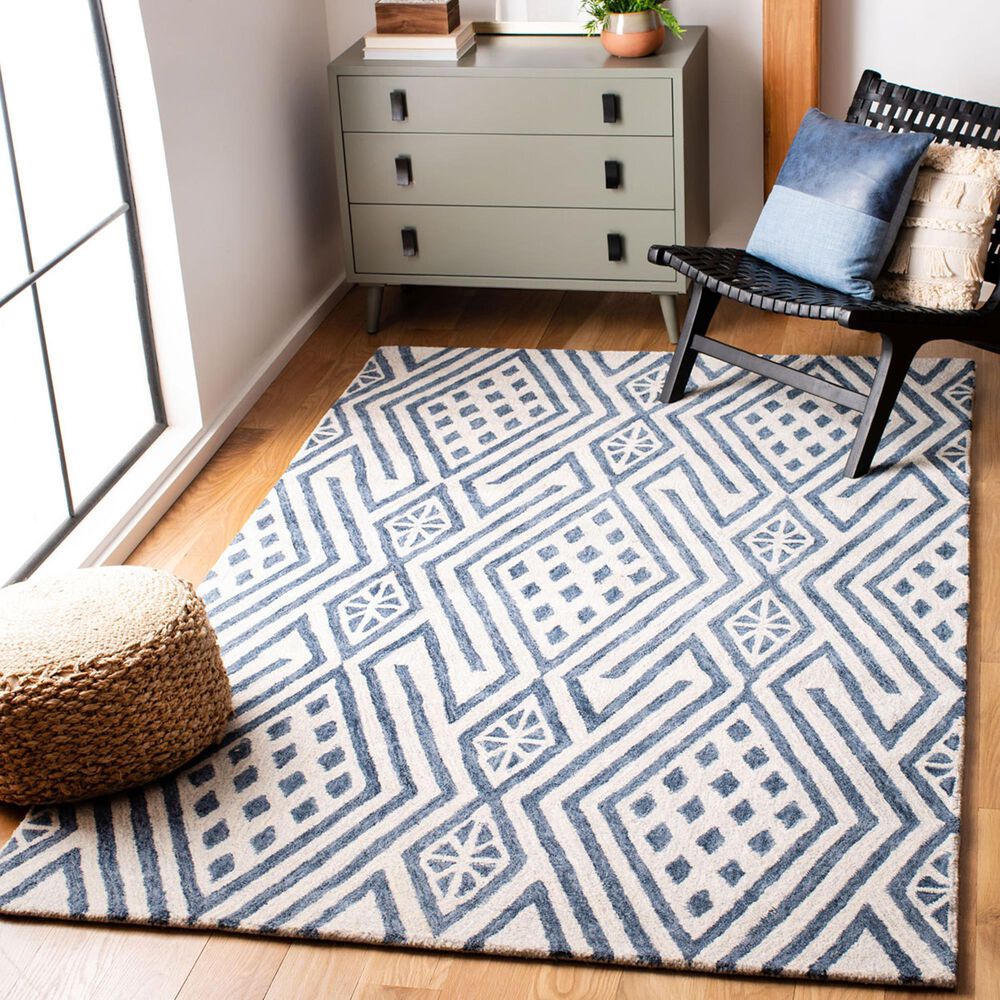 Safavieh Micro-Loop MLP611M 4&#39; x 6&#39; Blue and Ivory Area Rug, , large