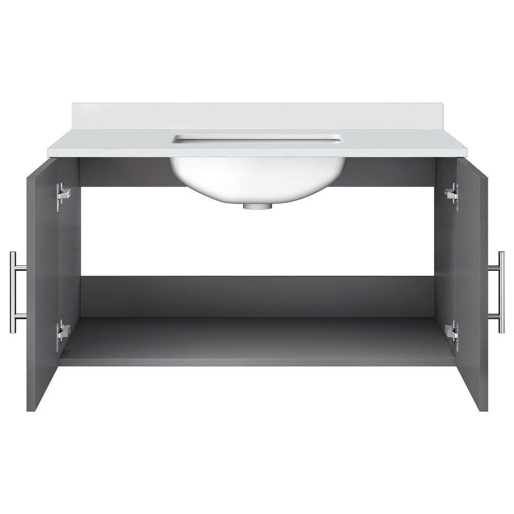 Lexora Home Geneva 36&quot; Single Bathroom Vanity in Dark Grey with 2 cm White Cultured Marble Top and Rectangular Sink, , large