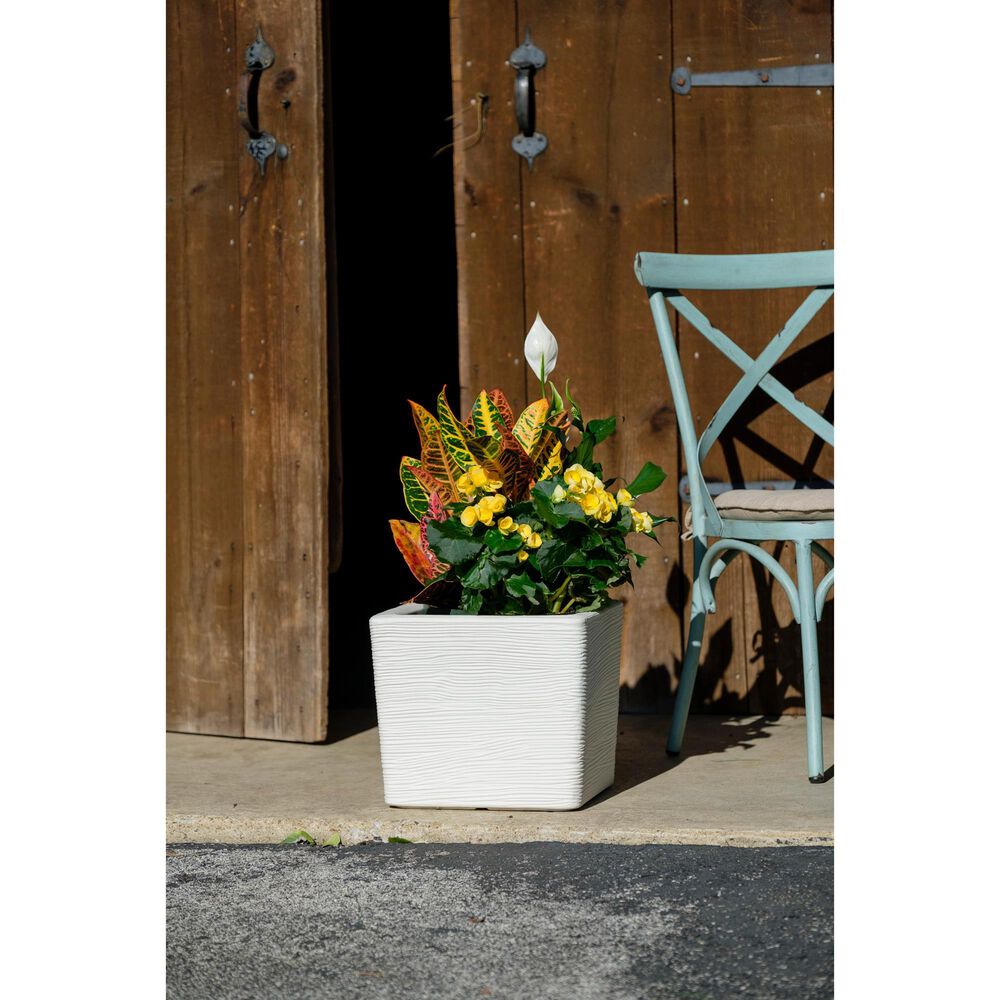 Alfresco Home Shabby Square Patio Planter in Pearl White, , large