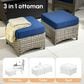 HOMLUX 5-Piece Patio Conversation Set with Two Ottomans in Navy Blue, , large