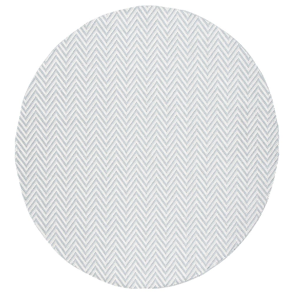 Safavieh Bermuda Chevron 6"7" Round Light Blue and Cream Indoor/Outdoor Area Performance Rug, , large